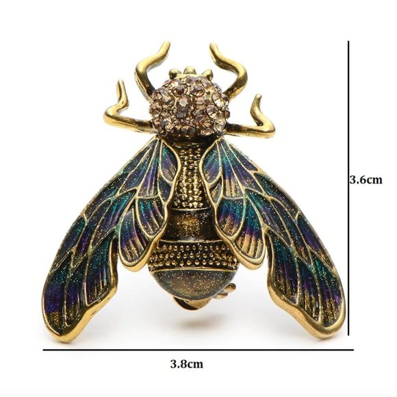 NEW 18K Gold Rhinestone Cicada Brooch - Picture 9 of 15